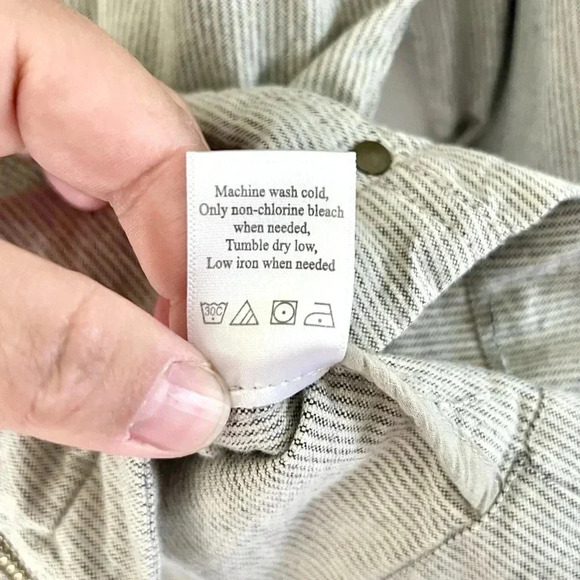 Coldwater Creek Shaped  Zip-Up Lightweight Striped Cotton Blend Roll Tab Jacket - Picture 11 of 11